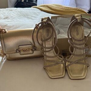 Michael Kors Gold Heels and Clutch Set
